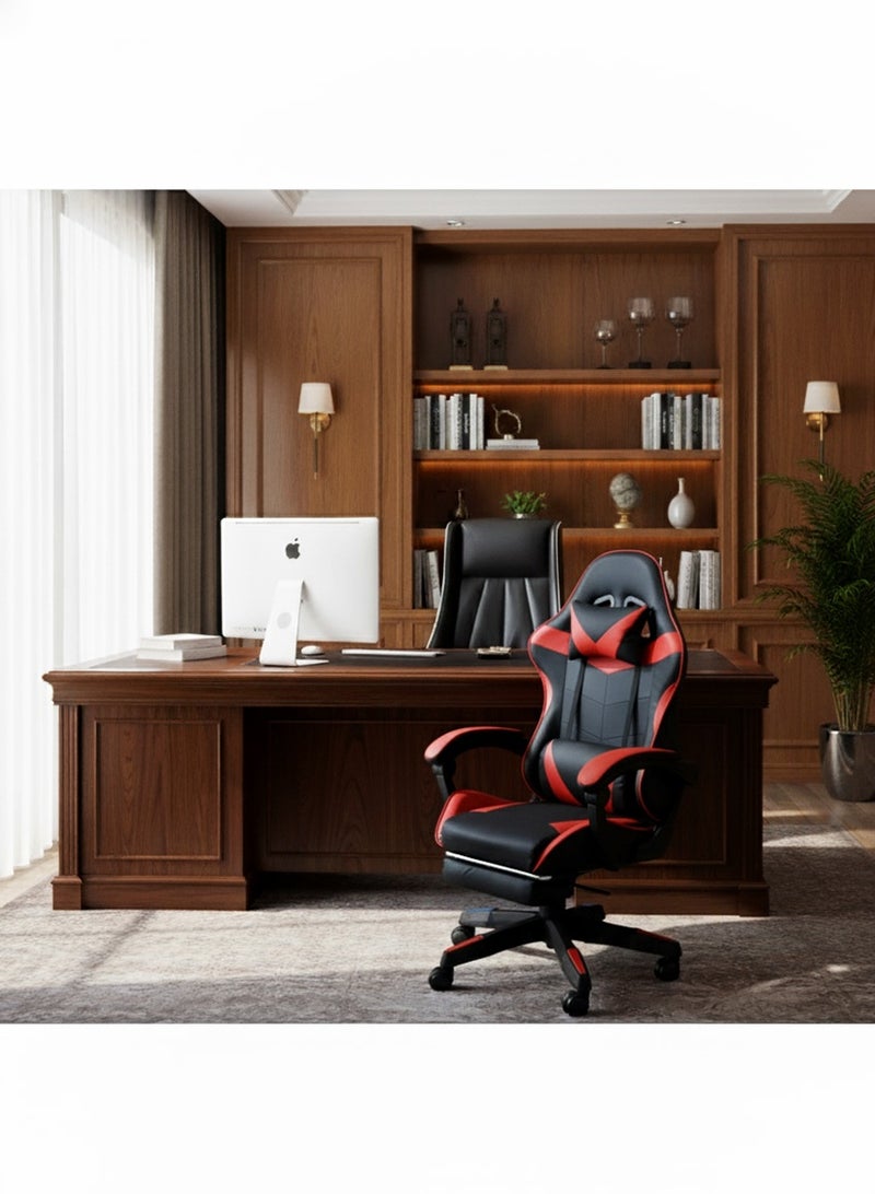 AGD Office and Gaming Chair with Armrests and Footrest, Swivel Chair with High Reclining Back, Headrest, Backrest, and Lumbar Support - Image 4