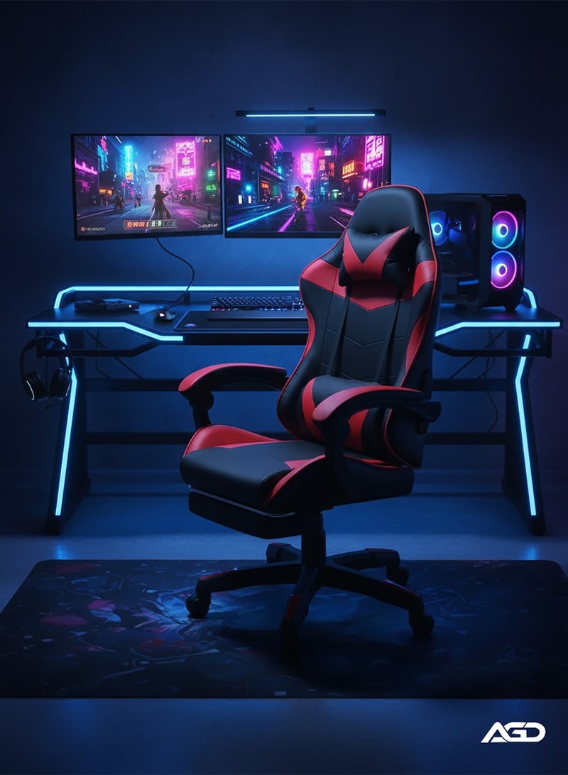 AGD Office and Gaming Chair with Armrests and Footrest, Swivel Chair with High Reclining Back, Headrest, Backrest, and Lumbar Support - Image 3