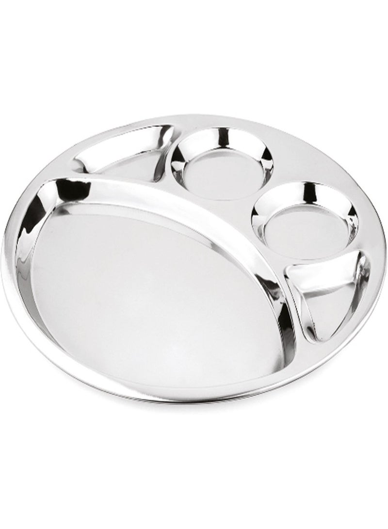 Prabha Stainless Steel Bangla Bhojan Thal, Small Dinner Plate, Silver, 1 Piece - Image 1
