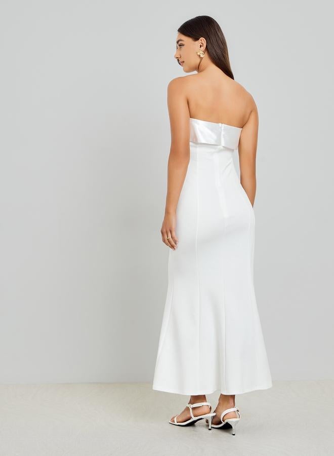 Styli Women White Bandeau Maxi Evening Dress - Image 5
