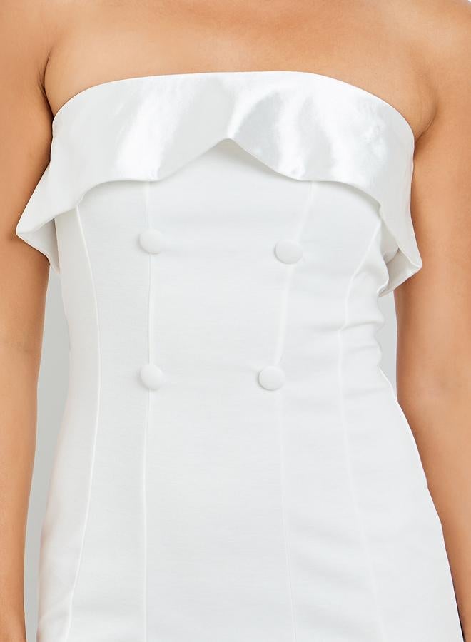 Styli Women White Bandeau Maxi Evening Dress - Image 4