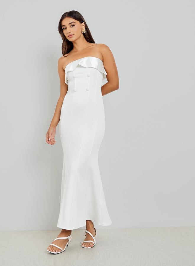 Styli Women White Bandeau Maxi Evening Dress - Image 2