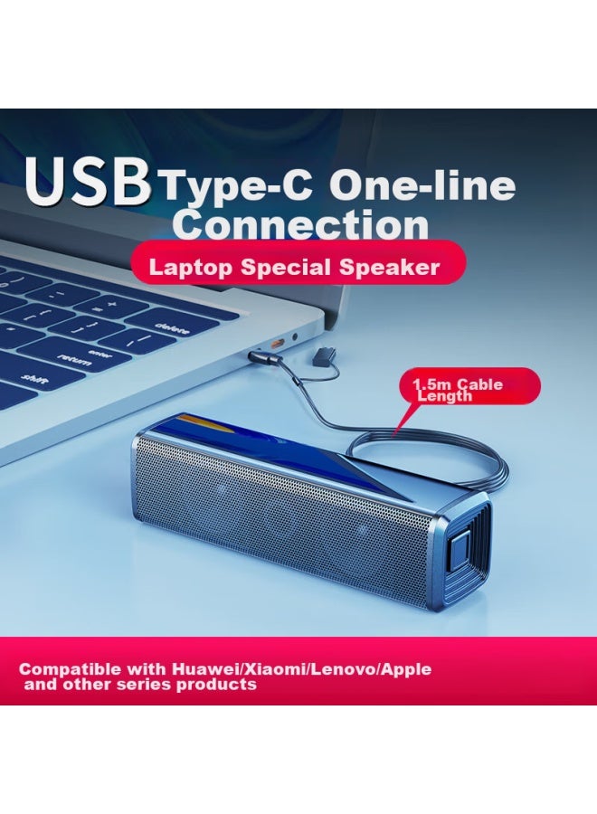 SADA مكبرات صوت الكمبيوتر، مكبرات صوت صغيرة للكمبيوتر المحمول، مكبرات صوت سلكية نشطة خارجية بوصلة واحدة Usb/type-c، مضخم صوت 2.0 عالي الحجم - Image 5