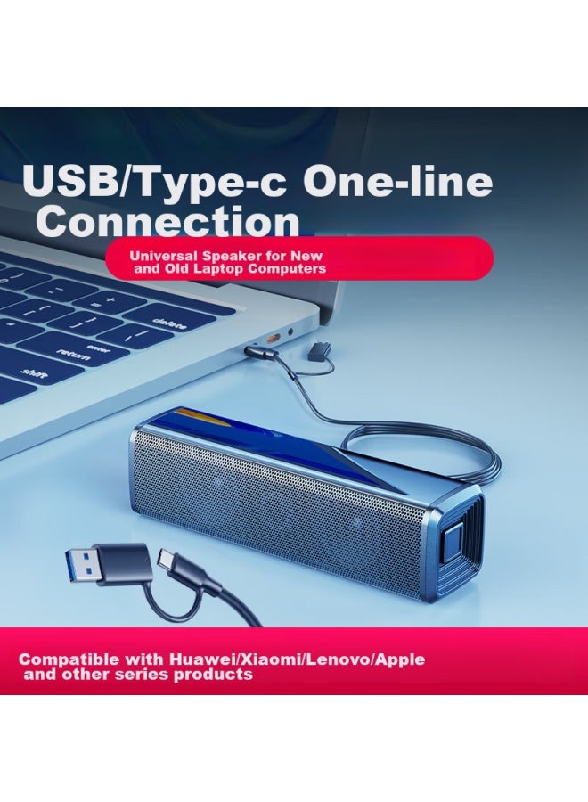 SADA مكبرات صوت الكمبيوتر، مكبرات صوت صغيرة للكمبيوتر المحمول، مكبرات صوت سلكية نشطة خارجية بوصلة واحدة Usb/type-c، مضخم صوت 2.0 عالي الحجم - Image 1