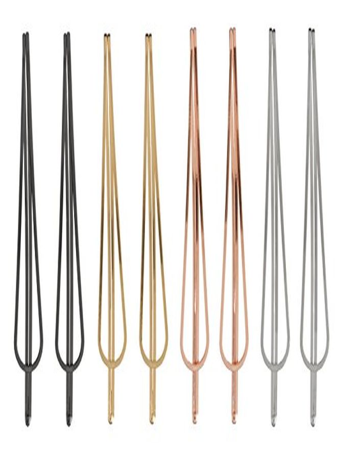 L. Erickson Metal Drop Bobby Pin Clip & Go 8-Pack - Gunmetal/Silver/Gold/Rose Gold - Image 2
