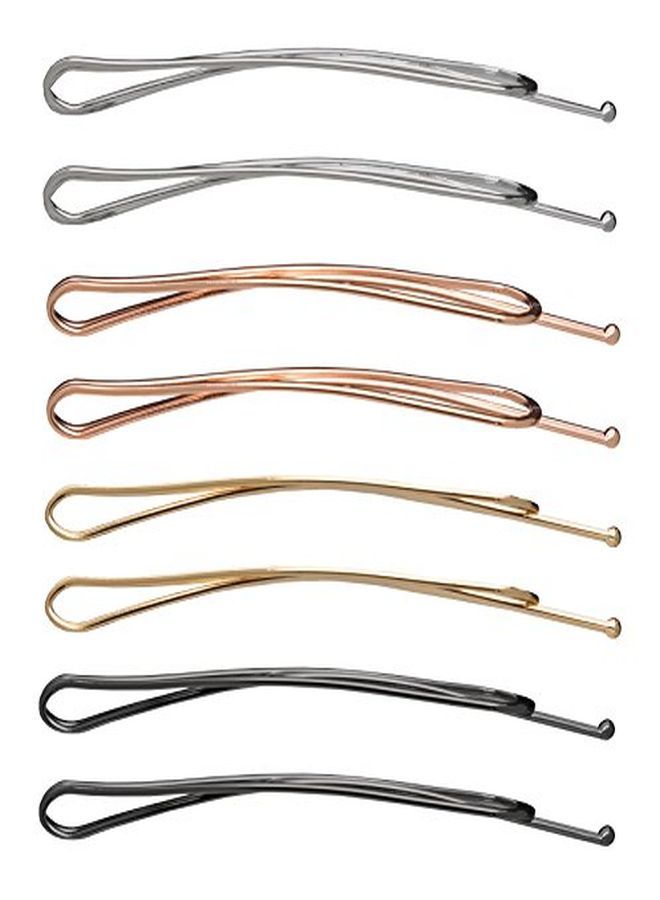 L. Erickson Metal Drop Bobby Pin Clip & Go 8-Pack - Gunmetal/Silver/Gold/Rose Gold - Image 3