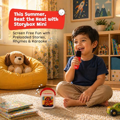 WonderBuddy StoryBox Mini, 200+ Stories & Rhymes Preloaded, Karaoke Mic for Singing, RGB Lights, Kids Speaker, Musical Toy, Best Gift for 3-5 yr Kids - Dragon with Mic - Image 2