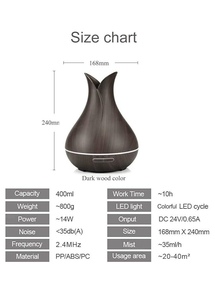 Generic DOMA Aroma Diffuser, capacity 400 ml, ultrasonic air humidifier with 7 LED colors, remote control, and automatic electrical shut-off feature.  - Image 5
