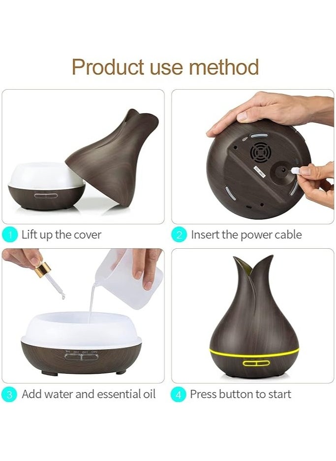 DOMA Aroma Diffuser, capacity 400 ml, ultrasonic air humidifier with 7 LED colors, remote control, and automatic electrical shut-off feature.