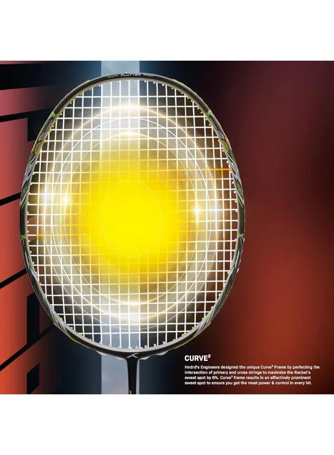 HUNDRED Hundred Flutter S Zoom Carbon Fibre Strung Badminton Racket with Full Racket Cover for Intermediate Players