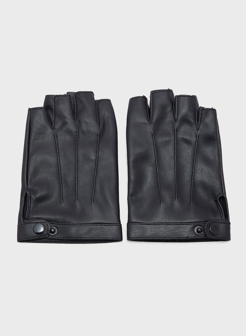 Robert Wood Faux Leather Half Finger Gloves - Image 2