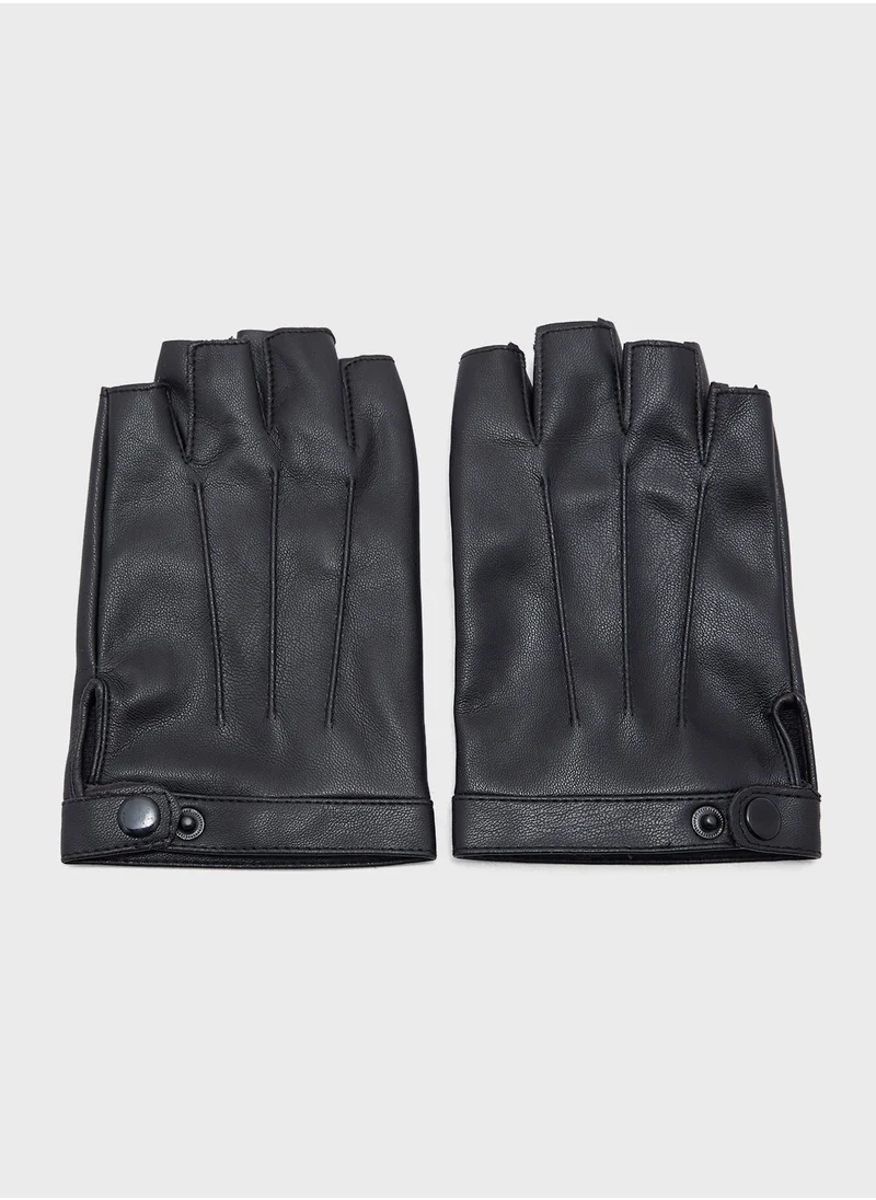 روبرت وود Faux Leather Half Finger Gloves