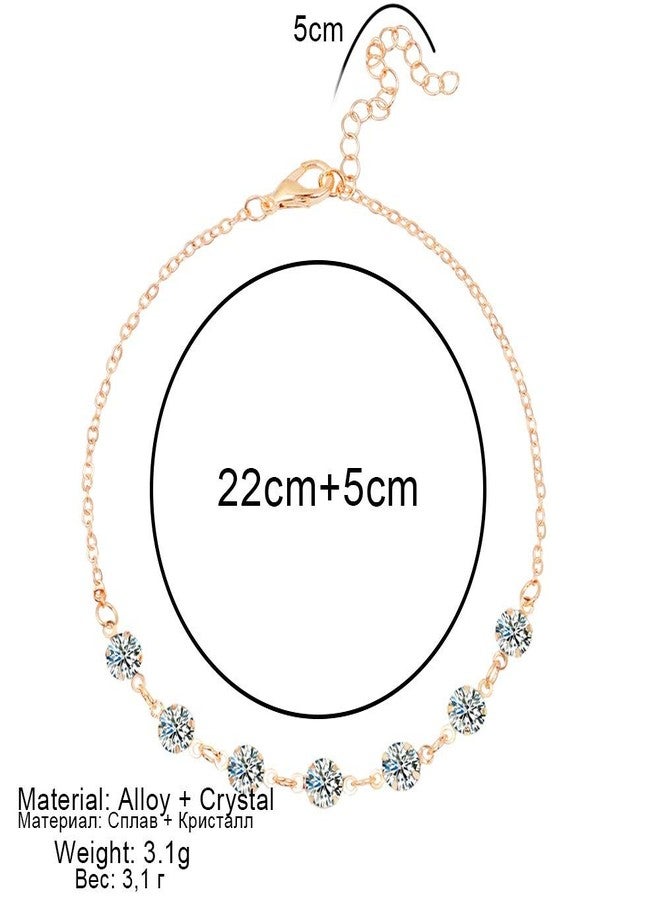 fabula by OOMPH Jewellery Metal Gold Tone Cubic Zirconia Anklet for Women & Girls (Gold & White) - Image 5