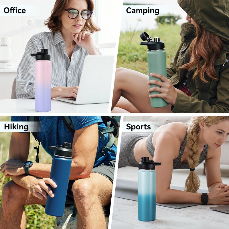 Fijinhom 24 oz Insulated Water Bottle with Handle, 309 Stainless Steel Water Bottles with Wide Mouth, Double Wall Vacuum Sports Water Bottle, BPA Free, Keep Cold and Hot, Pink/Purple - Image 5