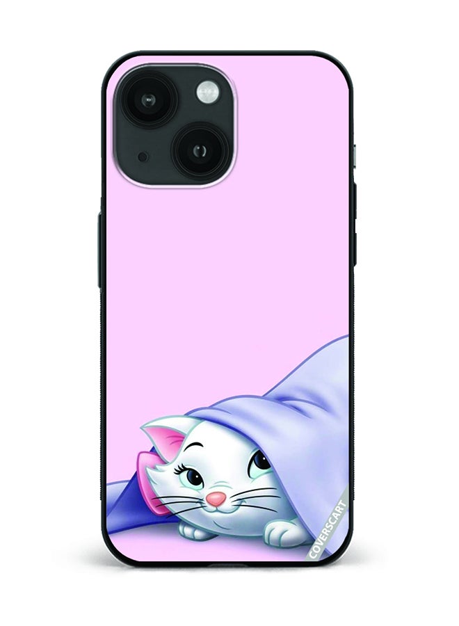 COVERSCART Protective Case Cover For Apple iPhone 15 Cat In A Blanket Design Pink
