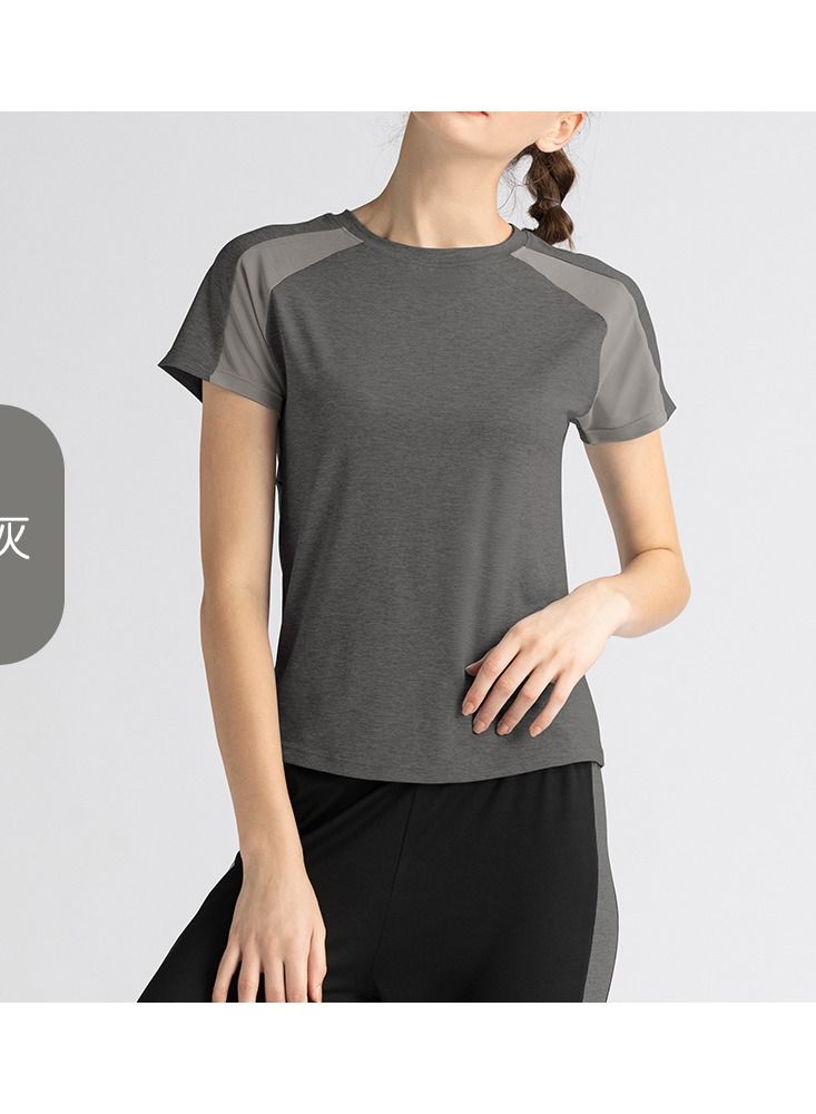Loquat Women Quick Dry Breathable Yoga T-Shirt Grey  - Image 2