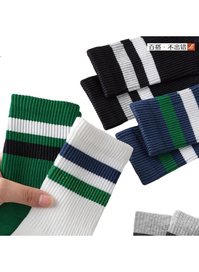 Snowflying 5 Pairs Men'S Socks Men'S Spring Summer Breathable Mid-Calf Cotton Socks Men'S Sports Casual Socks - Image 2