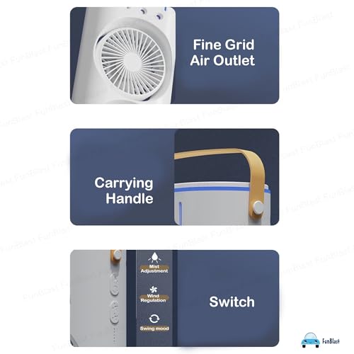 FunBlast Portable Fan – Double Ended Spray Fan, Desk Fan with Mist Spray, Travel Cooler Fan, Water Misting Fan, USB Rechargeable Mini Desktop Table Cooling Fan for Office, Mist Fan with Water Spray - Image 5