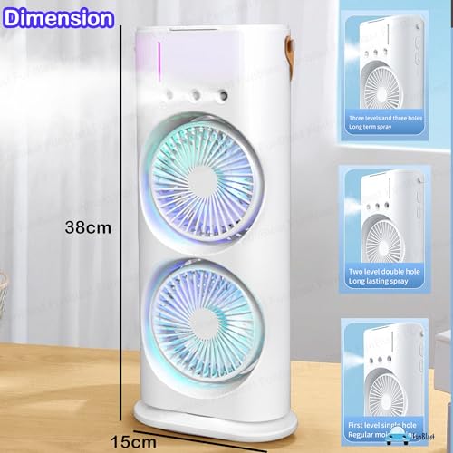 FunBlast Portable Fan – Double Ended Spray Fan, Desk Fan with Mist Spray, Travel Cooler Fan, Water Misting Fan, USB Rechargeable Mini Desktop Table Cooling Fan for Office, Mist Fan with Water Spray - Image 2