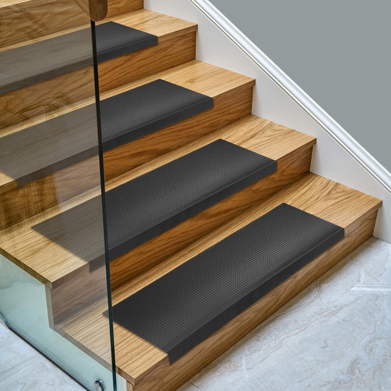 Ottomanson Bullnose Stair Treads Outdoor â€“ Dots Heavy-Duty Non-Slip Stair Mats â€“ Best Grip on Concrete, Brick & Textured Step â€“ Fastening Required for Wooden & RV Steps, Pack of 5 - Image 1