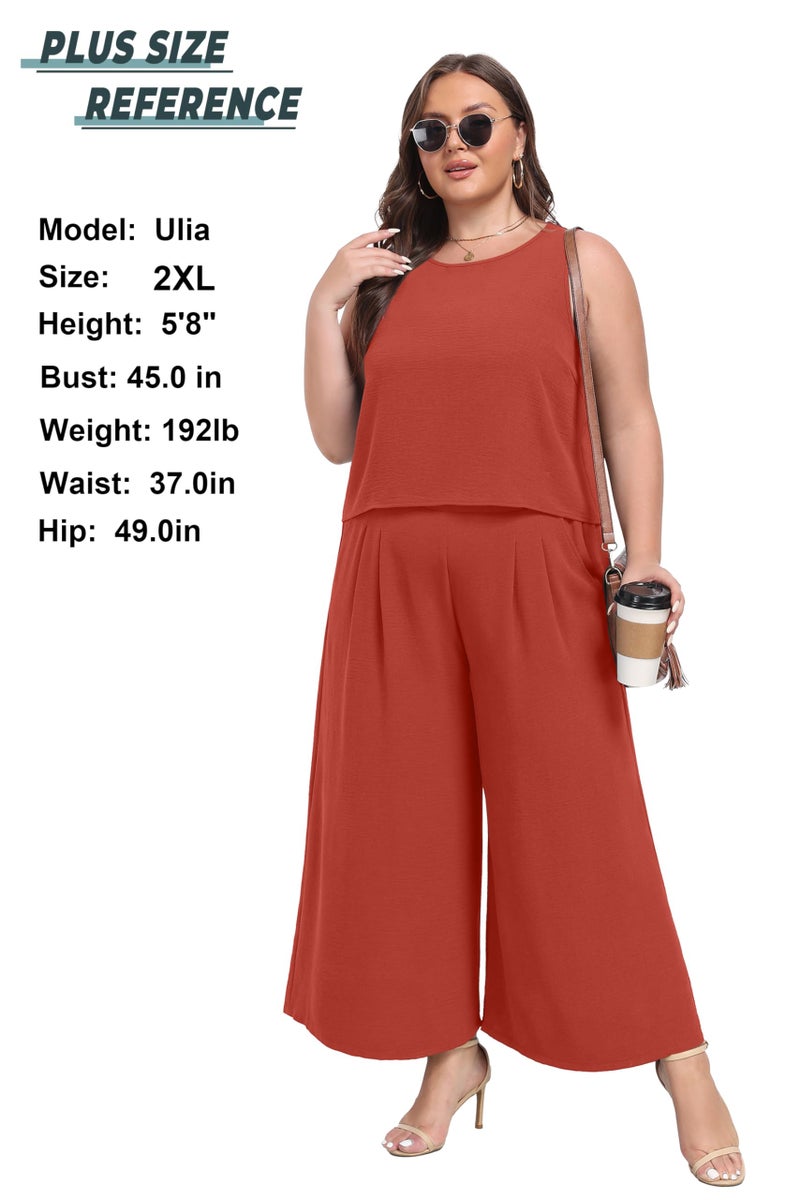 Lepunuo Women's Summer 2 Piece Outfits Crop Sleeveless Top and Cozy Wide Leg Pants Matching Set Lounge Summer Trendy Clothes - Image 2