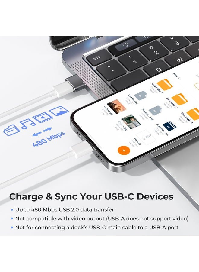 Basesailor محول BASESAILOR USB إلى USBC لجهاز Apple iPhone 17 16 Pro Max، 3 قطع، موصل كابل نوع C أنثوي إلى USB A ذكر لجهاز iWatch 10، Apple 15 14 13 12 11، iPad Air Mini، Galaxy S24، Z Fold Flip - Image 4