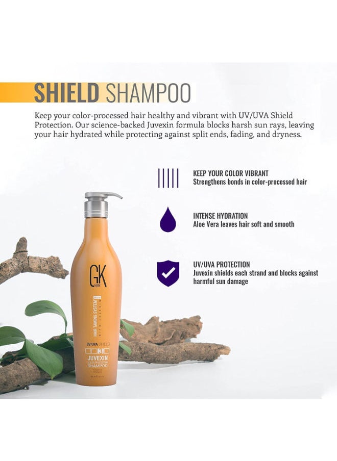GK Hair Shield Shampoo (22 Fl Oz/650ml) Deep Cleansing Moisturizing Heat Protection for Color Treated Dry Damaged Curly Frizzy HAIR Sulfate Free  - Image 3