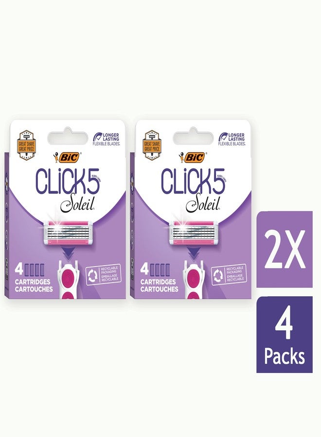 BIC Click 5 Soleil Women's Razor Refills with 5 Flexible Blades and Recyclable Box, Pink, 8 Count - Image 2