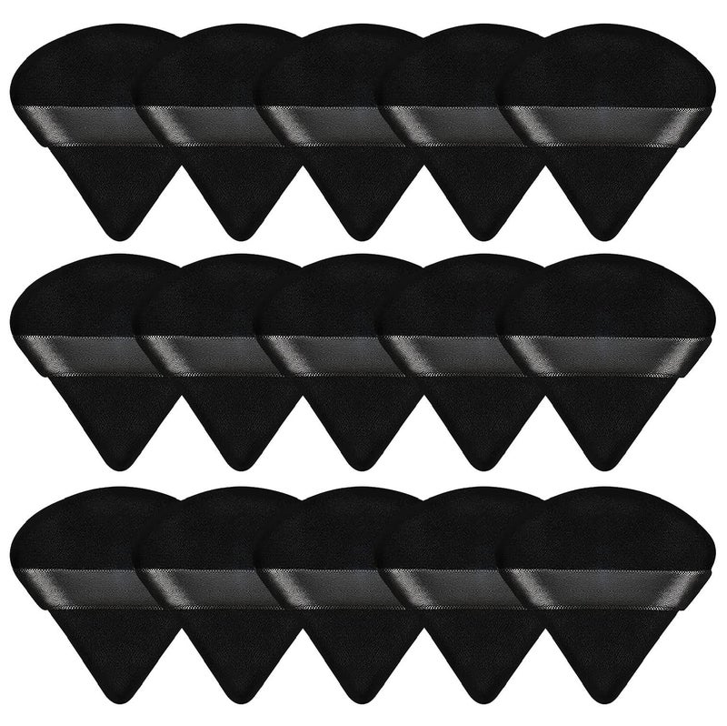 Pimoys 15 Pieces Powder Puff Triangle Makeup Sponge Setting Powder Puffs for Loose Powder Velour Puff for Face Exquisite Makeup Eyes Contouring Blender Sponge Beauty Makeup ToolBlack