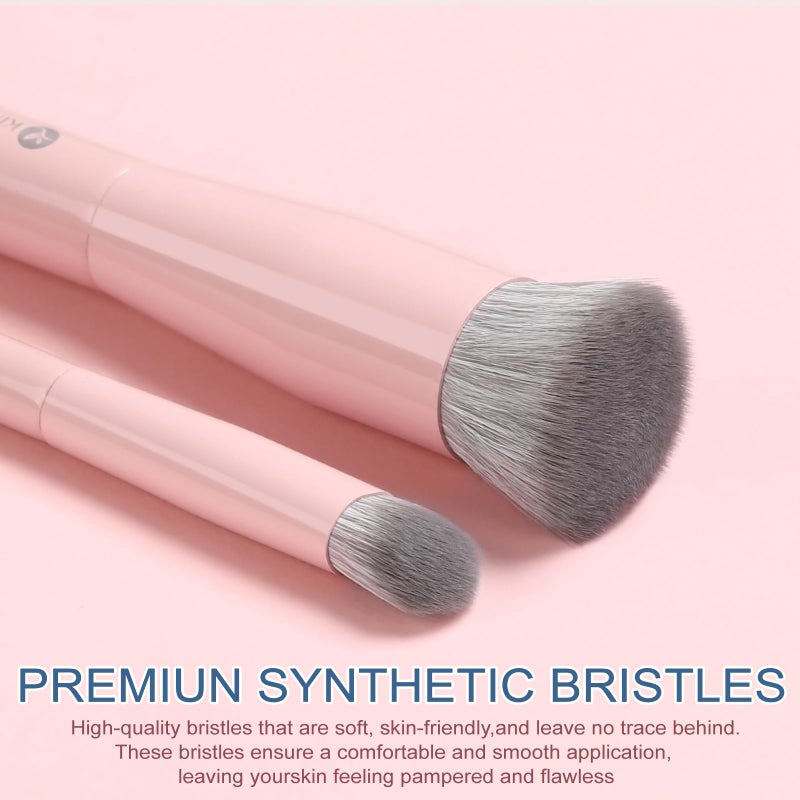 KINGMAS Foundation Makeup Brushes, Flat Top Kabuki Concealer Brush Under Eye Nose Contour Brush for Liquid Cream Powder Blending Buffing (Pink) - Image 2