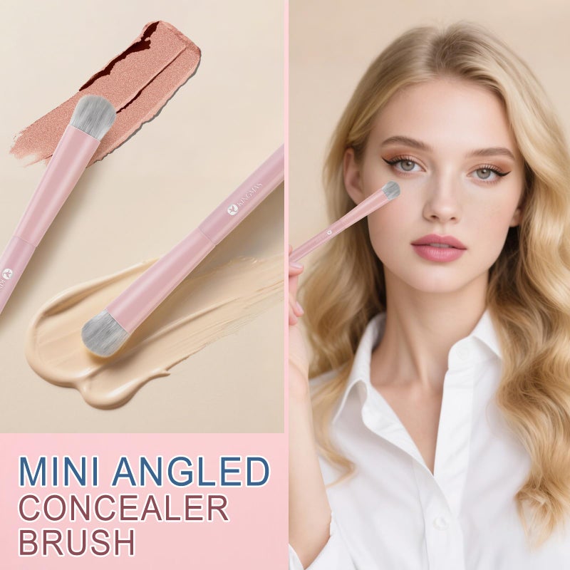 KINGMAS Foundation Makeup Brushes, Flat Top Kabuki Concealer Brush Under Eye Nose Contour Brush for Liquid Cream Powder Blending Buffing (Pink) - Image 5