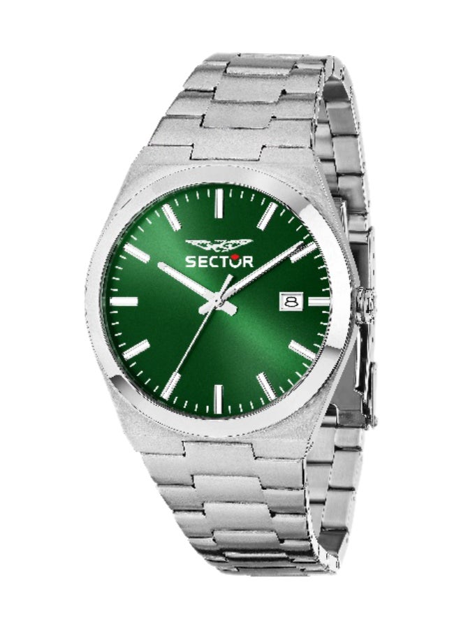 Sector Men's Green Round Analog Dial with Silver Stainless Steel Band Watch - 40mm - R3253301002 - Image 1
