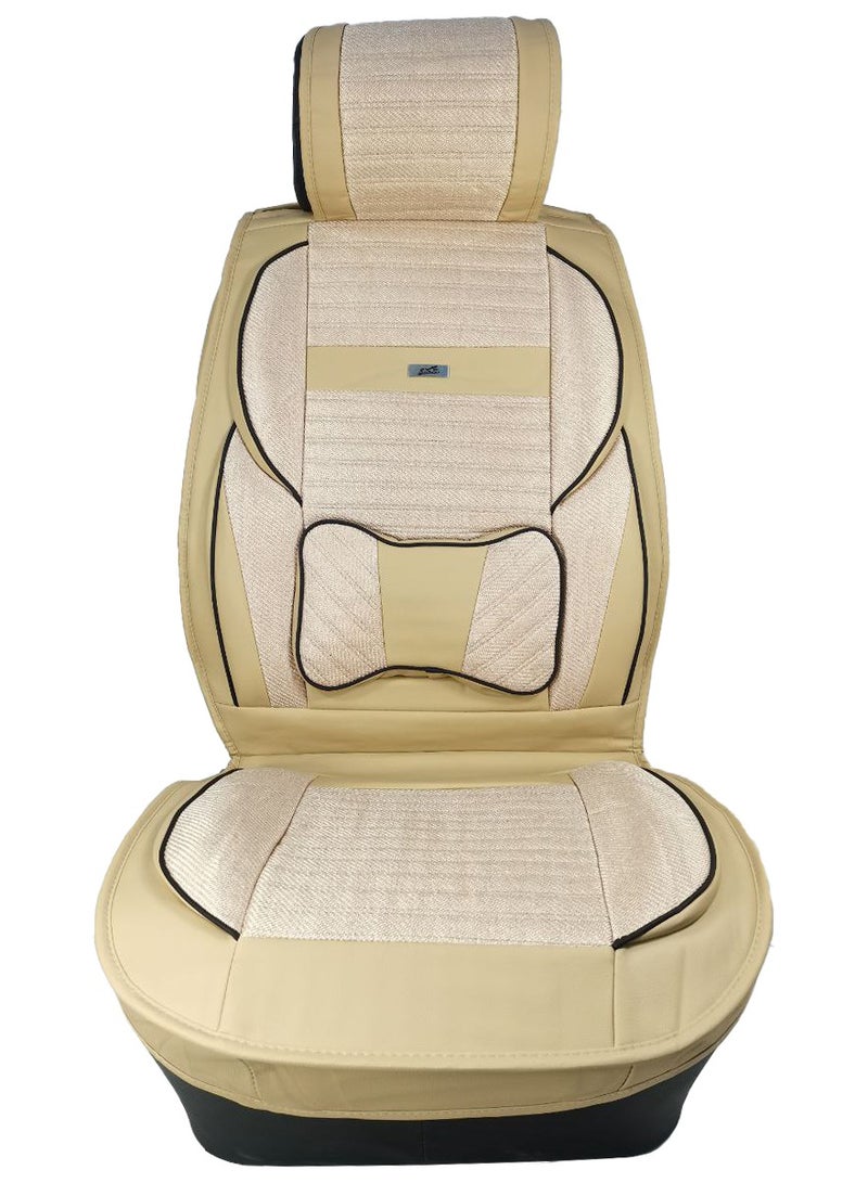 3XR 3XR Premium Leatherette  Car Front Seat Covers SANAFA Beige Car Seat Cover 2 PCS Set 4769 - Image 3