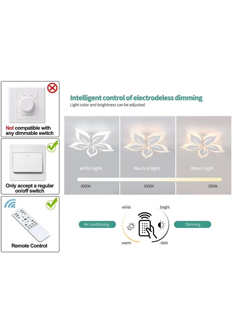 Ganeed Modern Ceiling Light, 60cm LED Flower Shape Design Dimmable Chandelier Flush Mount Ceiling Lights Fixture for Living Room Bedroom 50W - Image 2