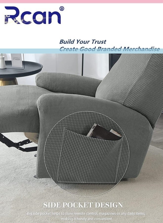 Rcan Stretch Recliner Covers Jacquard Recliner Chair Slipcovers Protector For Recliners Couch Cover Stretch Polyester Reclining Chair Cover Reclining Chair Cover for Living Room Armchair Cover Single Seat - Image 3