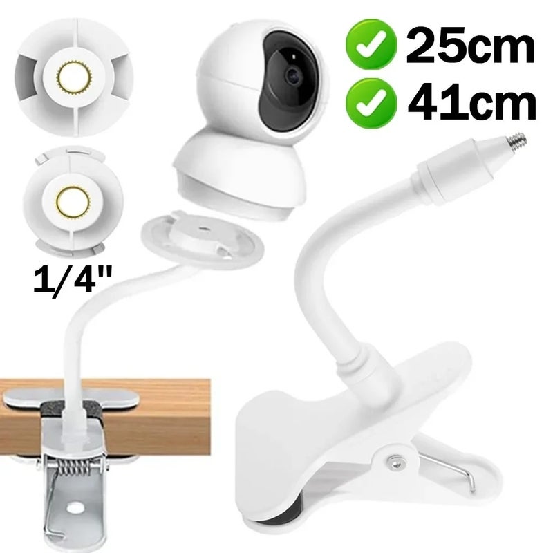 25cm/41cm Flexible Monitor Clip Stand with Universal 1/4 Inch Screw for Webcam and Baby Monitor Camera, No-Punch Clamp Mount Holder - Image 2