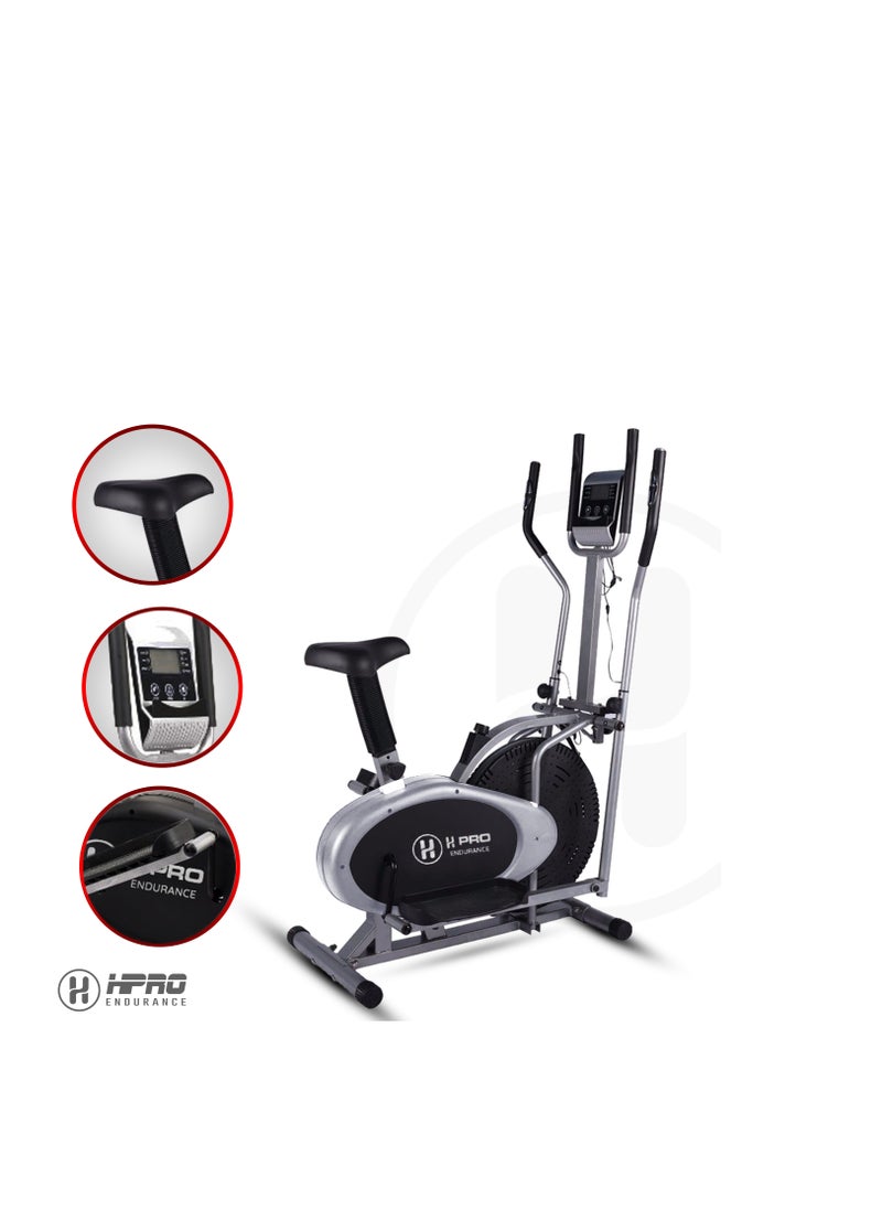 H PRO - Pro Elliptical Trainer And Exercise Bike With Seat And Easy Computer | Orbitrac Cardio Cross Trainer| Home Office Fitness Workout Machine - Image 1