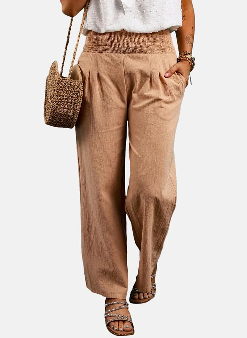 يونيكي Beige Plain Casual Trouser