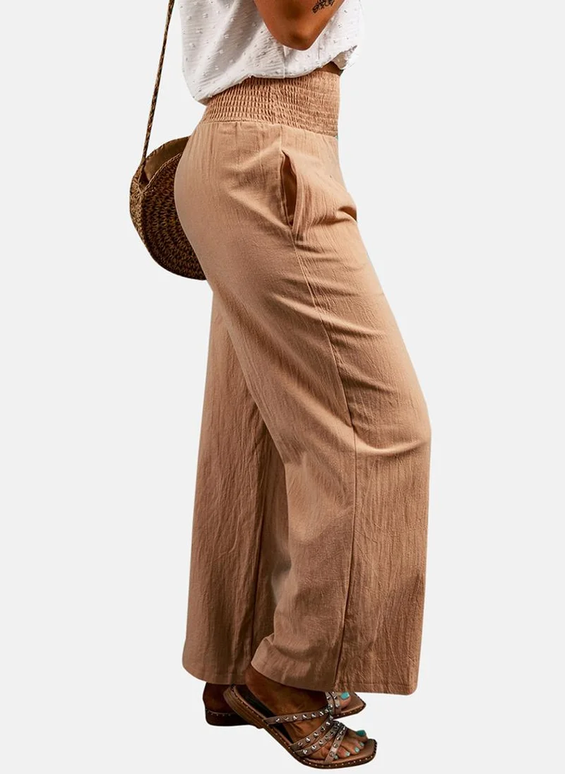 YUNIQEE Beige Plain Casual Trouser