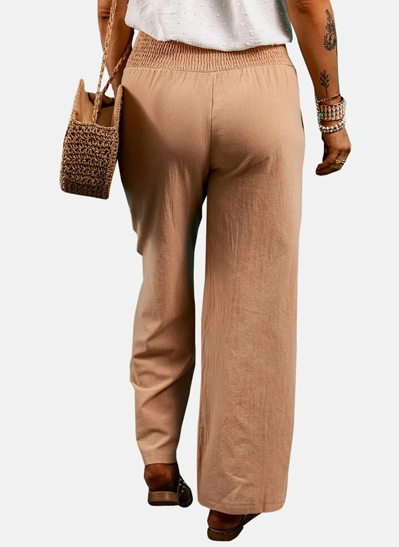 يونيكي Beige Plain Casual Trouser