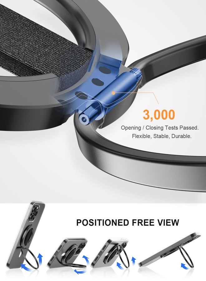EWA MagOne Ultra لحامل الهاتف مع ماغسيف [حلقة إصبع مرنة قابلة للاستبدال]، حامل حلقة ماغ سيف، ملحقات هاتف مغناطيسية مزدوجة الجانب لهواتف آيفون 17،16،15،14،13،12 برو/ماكس/بلس - أسود - Image 4