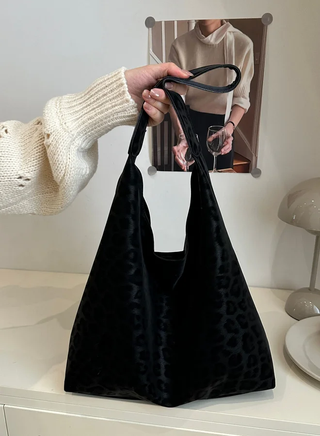 Take Two Black Leopard Print Shoulder Bag with Matching Pouch