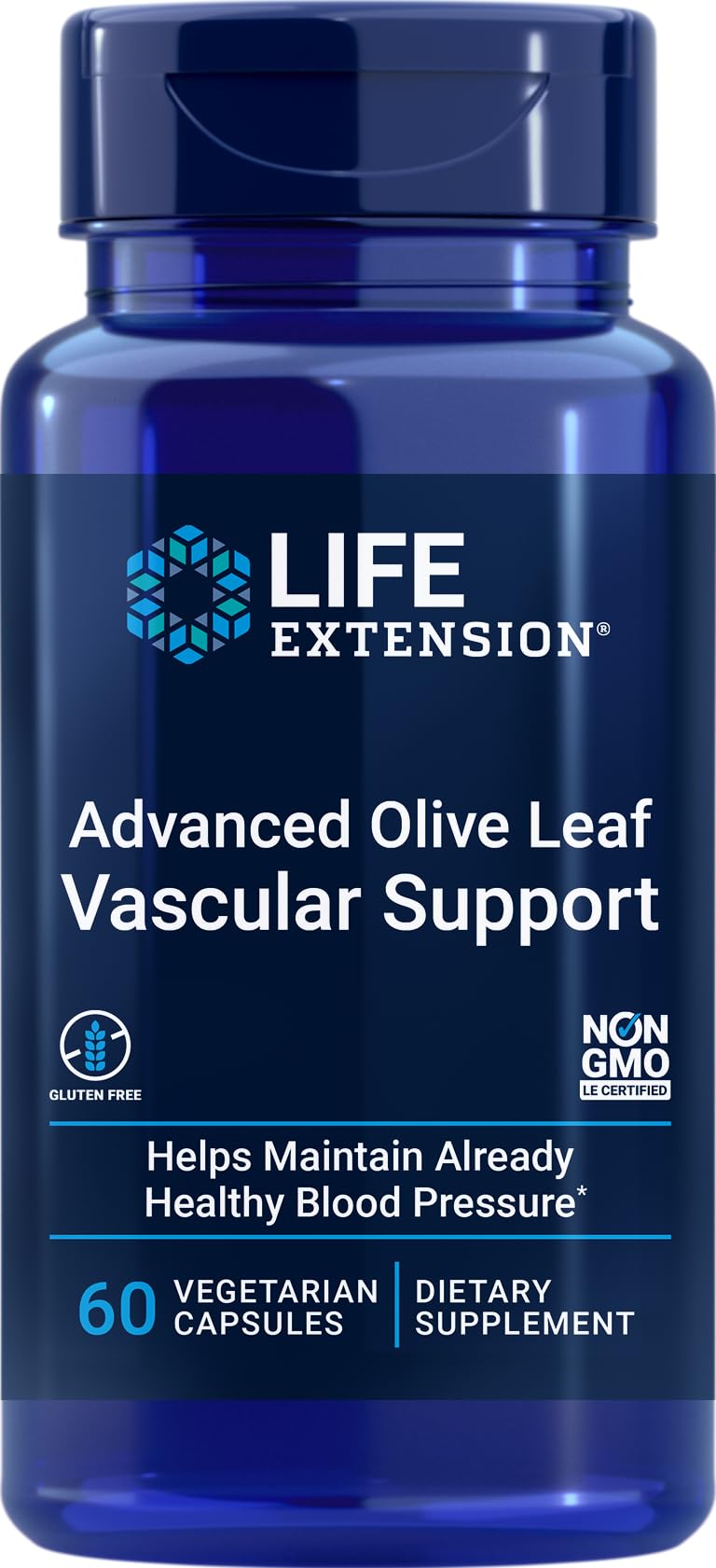 Life Extension Advanced Olive Leaf Vascular Support Olive Extract Celery Extract oleuropein Blood Pressure Health Support Cardiovascular Health Vegetarian GlutenFree NonGMO 60 Capsules