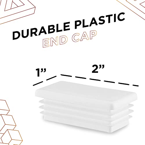 Prescott Plastics 1 x 2 Inch Rectangle Plastic Plug White Inserts 50 Pack White End Cap for Metal Tubing Fence Glide Insert for Pipe Post Chairs and Furniture - Image 3