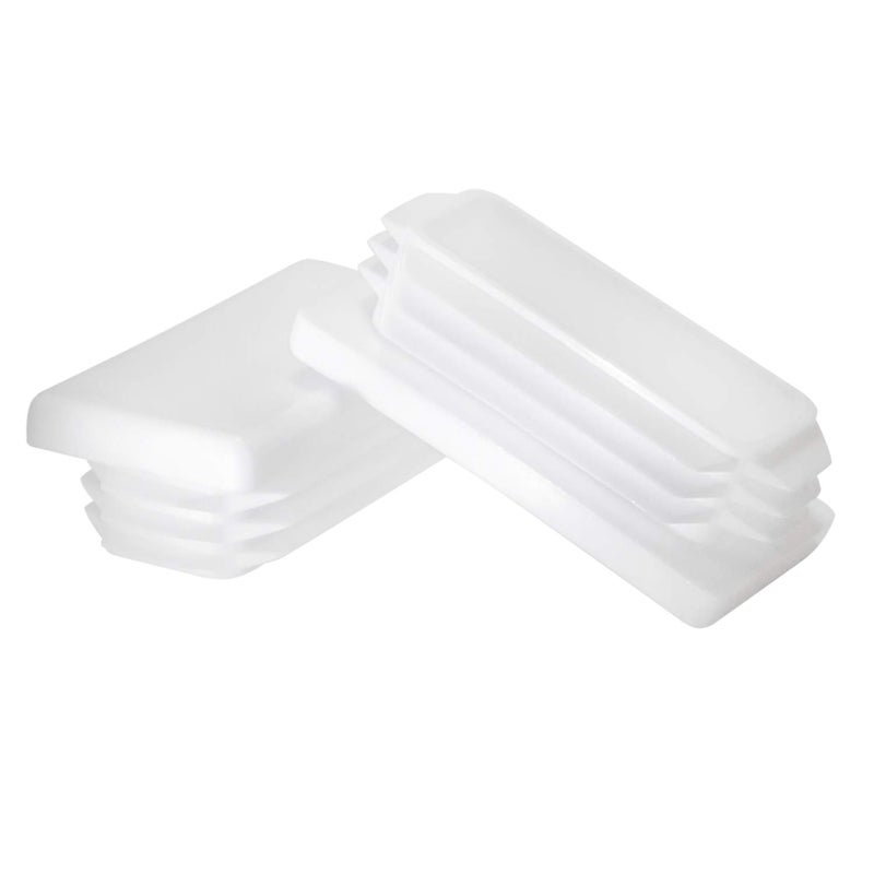 Prescott Plastics 1 x 2 Inch Rectangle Plastic Plug White Inserts 50 Pack White End Cap for Metal Tubing Fence Glide Insert for Pipe Post Chairs and Furniture - Image 2