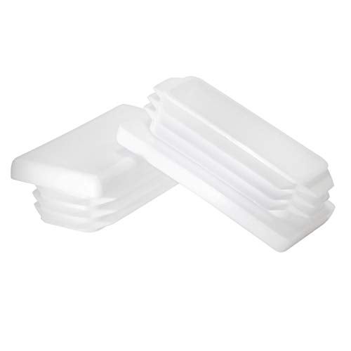 Prescott Plastics 1 x 2 Inch Rectangle Plastic Plug White Inserts 50 Pack White End Cap for Metal Tubing Fence Glide Insert for Pipe Post Chairs and Furniture - Image 1