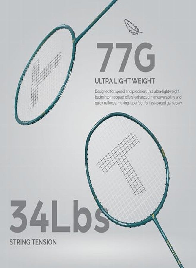 TANSO Raion SS Strung Badminton Racket (34 Lbs Tension, Recommended by Padukone School of Badminton, 77 Grams Ultra Light Weight Full Carbon Fiber with Premium Strings and Full Racquet Cover) - Image 5