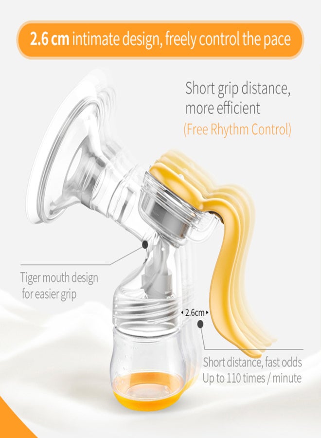 Doopser DSP-856 Manual Breast Pump Single Hand Breast Pump for Breastfeeding with 150ml Milk Bottle 110° Wide Angle Silicone Breast Shield - Image 3