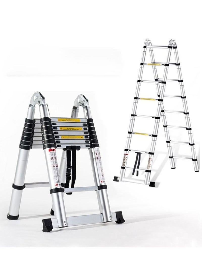 Power Industrial Power Industrial Telescopic Expansion Ladder A Type Multi-Function Folding Stepladder Wheel Super Heavy Duty Indoor Outdoor Industrial  - Image 1