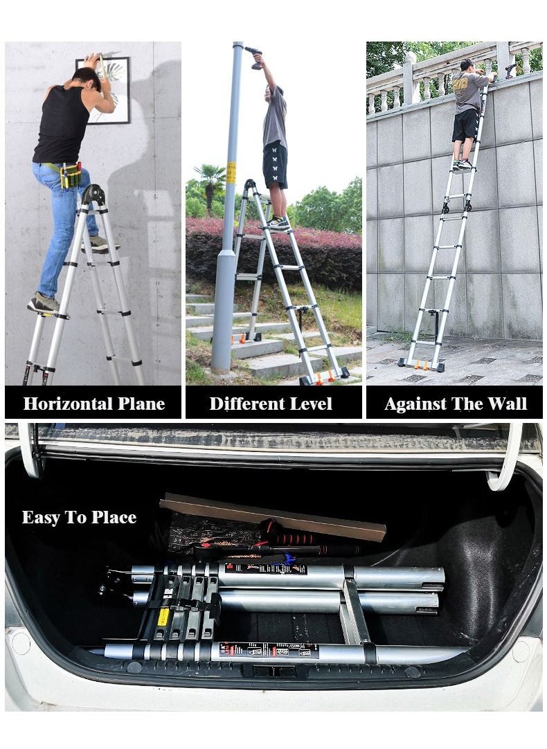 Power Industrial Power Industrial Telescopic Expansion Ladder A Type Multi-Function Folding Stepladder Wheel Super Heavy Duty Indoor Outdoor Industrial  - Image 4
